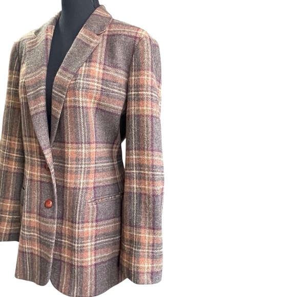 Lauren Ralph Lauren Jackets & Blazers - Vintage Ralph Lauren Wool Tweed Plaid Equestrian Blazer Suede Elbow Patch Size12